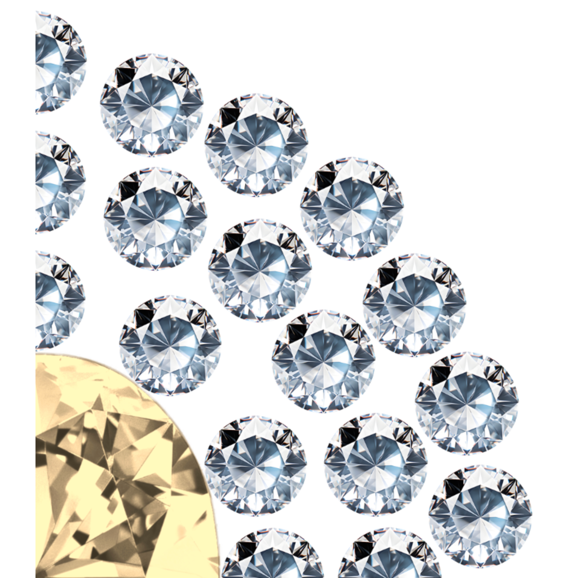 Diamants taille brillant vus de dessus