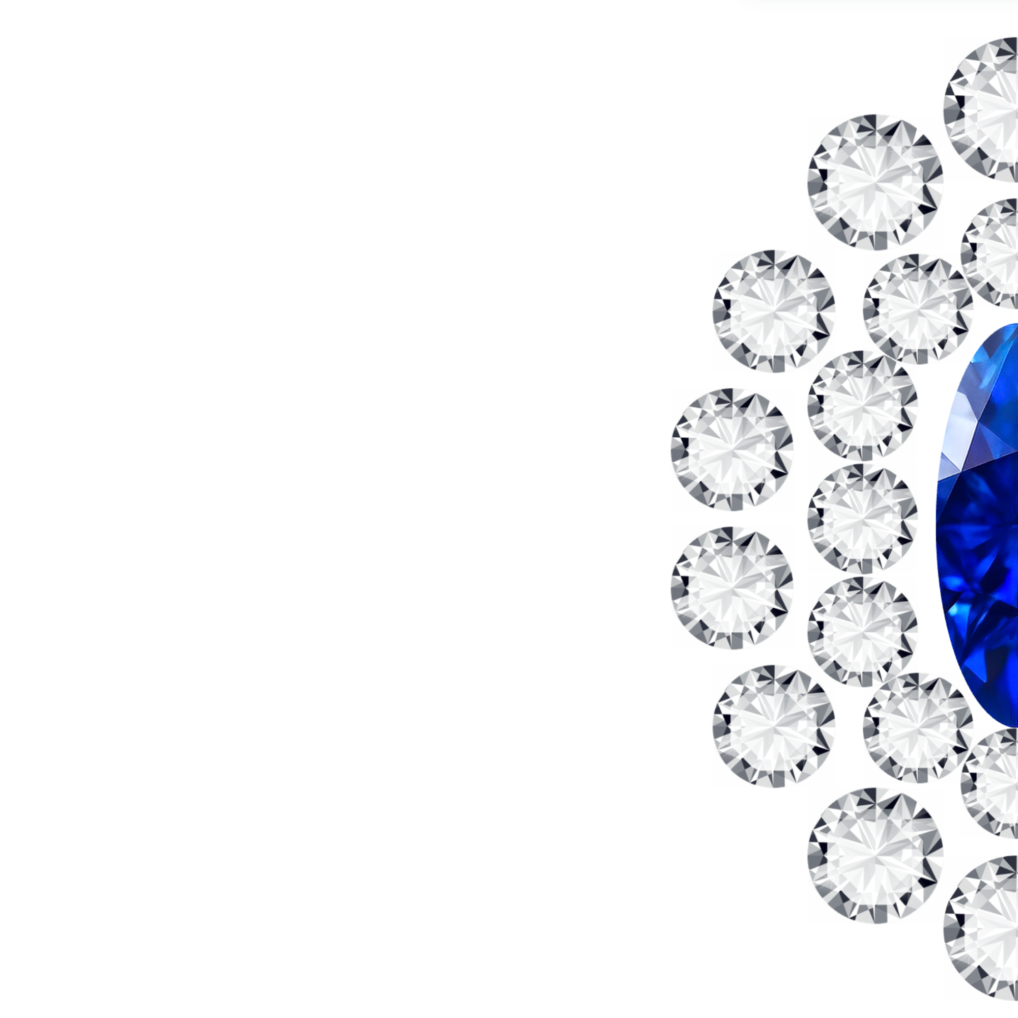 Entourage de diamants autour d'un saphir bleu